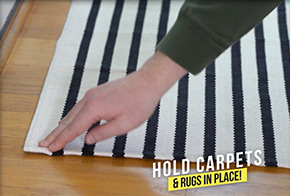 Use tape to hold a rug down in place